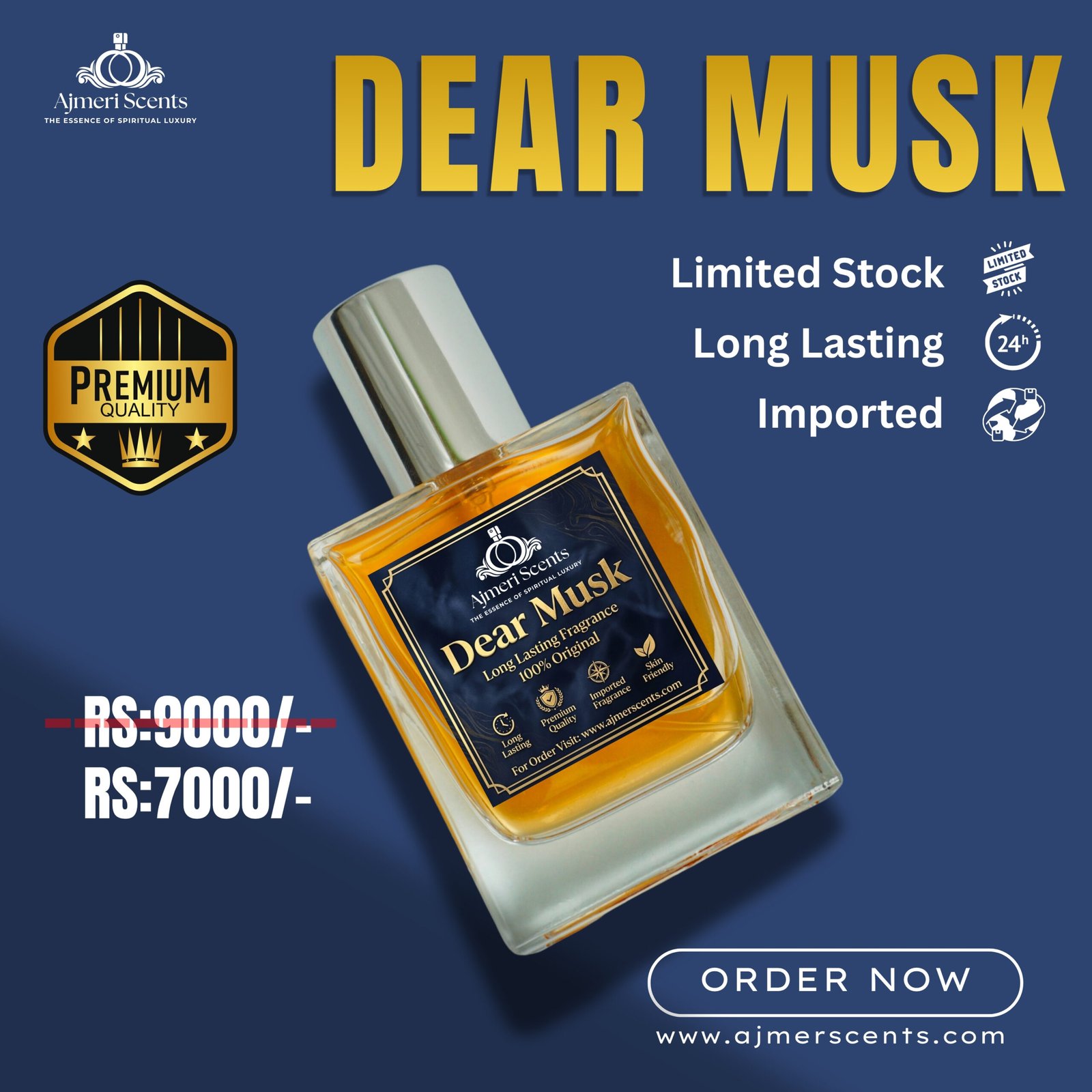 Dear Musk Perfume by Ajmeri Scents – Long Lasting Imported Fragrance for Men | Premium Luxury Scent in Pakistan